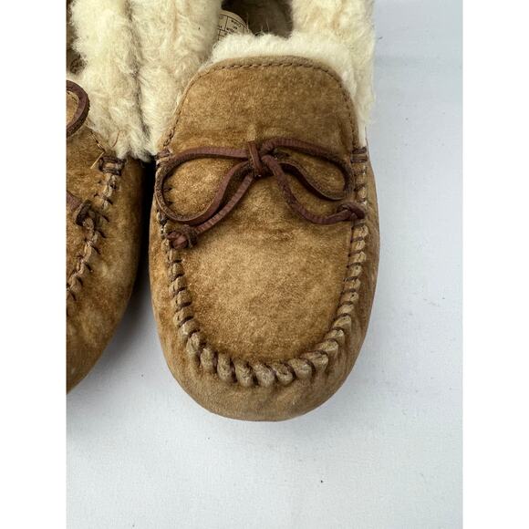UGG Slippers Women’s 7 Chestnut Shearling Suede Leather Moccasin Indoor Outdoor - Picture 13 of 14